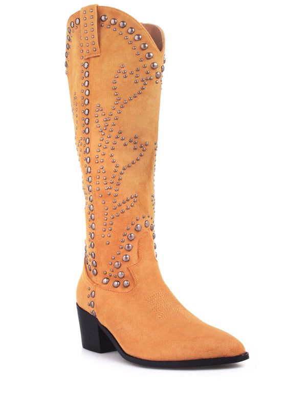 Privileged By J.c. Dossier Reece Black Studded Suede Knee High Boot