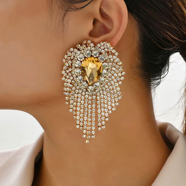 Privileged By J.c. Dossier Regina Rhinestone Earrings – Statement Glam