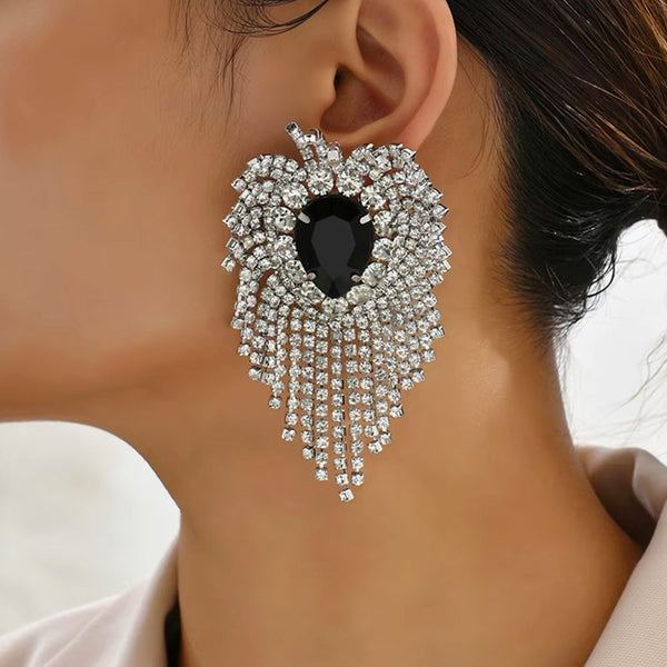 privileged by j.c. dossier Regina Rhinestone Earrings – Statement Glam
