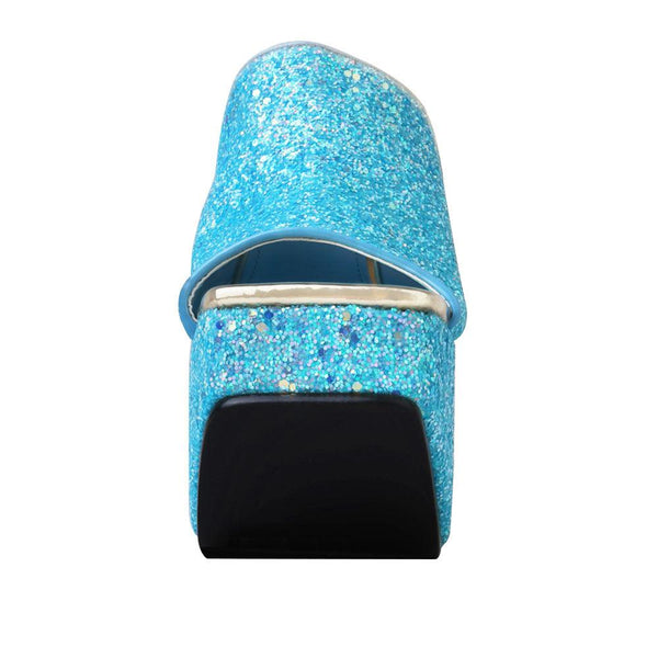 Privileged By J.c. Dossier Rezza Blue Glitter Platform Heels