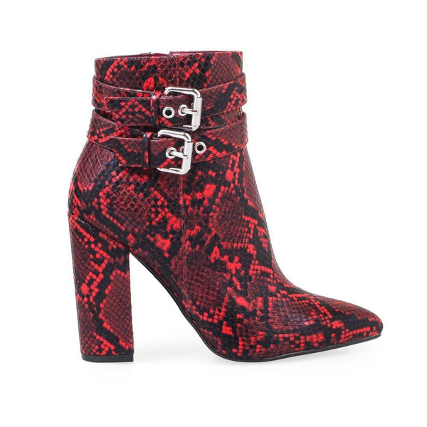 privileged by j.c. dossier Rheina Red Snake Print Booties