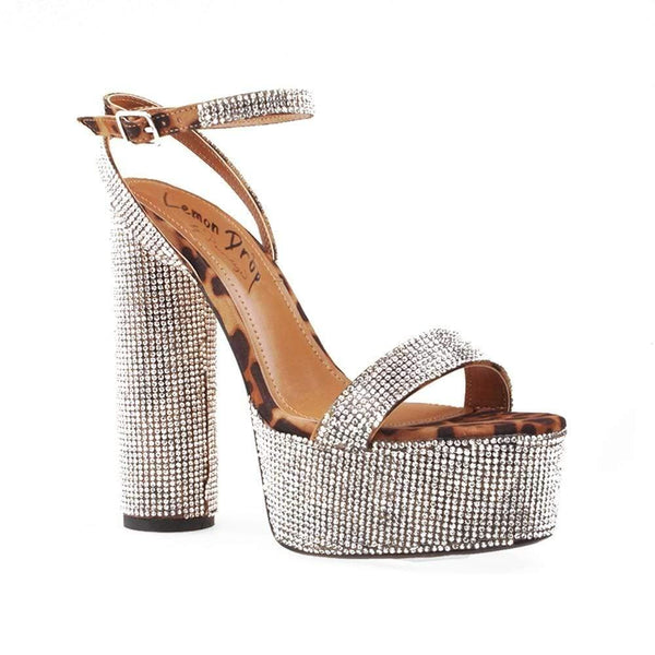 Privileged By J.c. Dossier Rhinestone Platform Heels Zipline