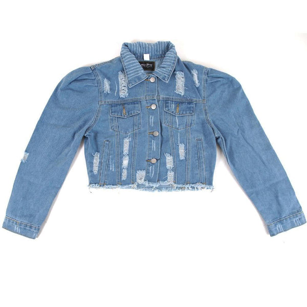 Privileged By J.c. Dossier Riley Puff Sleeve Denim Jacket