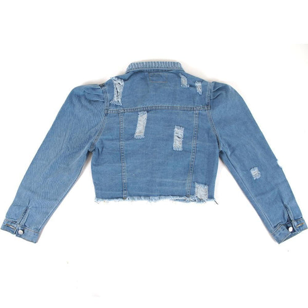 Privileged By J.c. Dossier Riley Puff Sleeve Denim Jacket