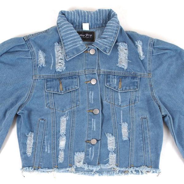 Privileged By J.c. Dossier Riley Puff Sleeve Denim Jacket