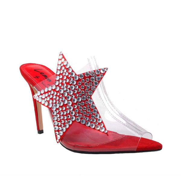 Privileged By J.c. Dossier Rima Red Rhinestone Star Heel