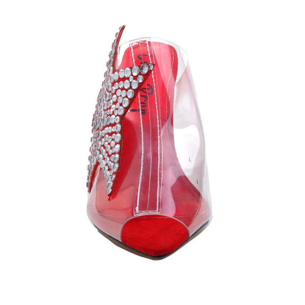 Privileged By J.c. Dossier Rima Red Rhinestone Star Heel