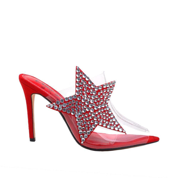 privileged by j.c. dossier Rima Red Rhinestone Star Heel