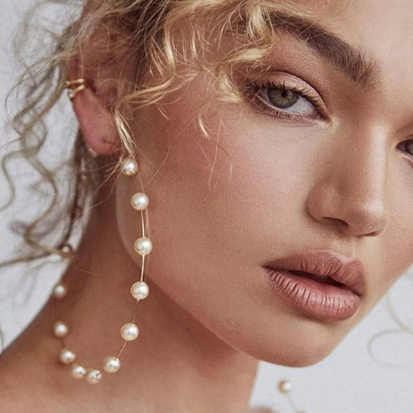 Privileged By J.c. Dossier Roleir Oversized Pearl Hoop Earrings