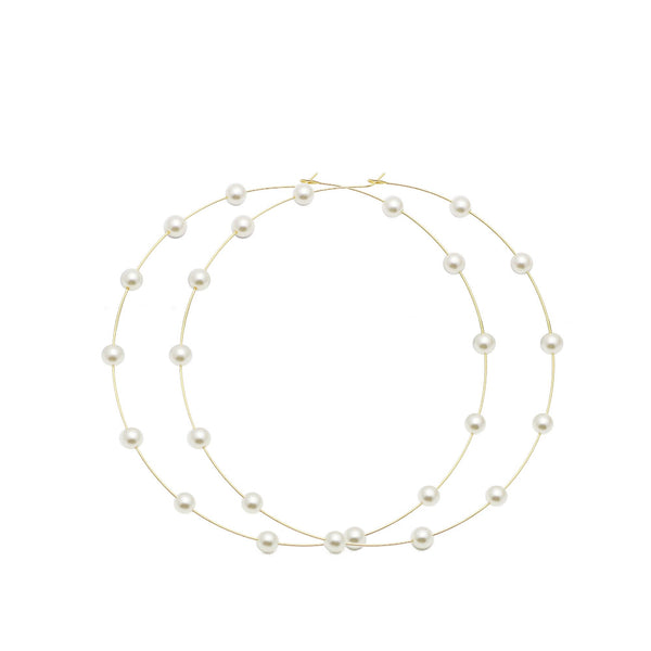 Privileged By J.c. Dossier Roleir Oversized Pearl Hoop Earrings
