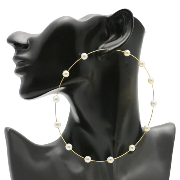 privileged by j.c. dossier Roleir Oversized Pearl Hoop Earrings