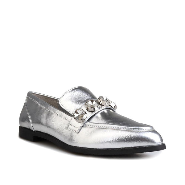 Privileged By J.c. Dossier Ron Silver Rhinestone Flat Pumps