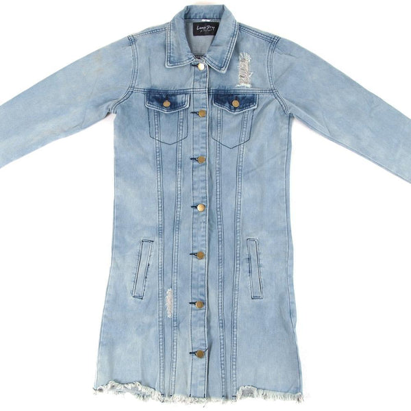 Privileged By J.c. Dossier Rory Long Denim Jacket Blue