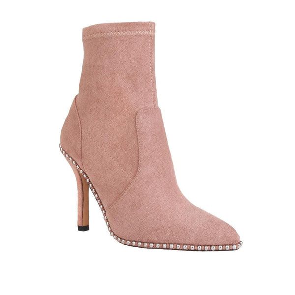 Privileged By J.c. Dossier Rose Pink Bootie With Rhinestones