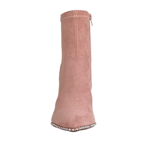 Privileged By J.c. Dossier Rose Pink Bootie With Rhinestones