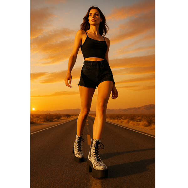 Privileged By J.c. Dossier Ruben Snake Print Platform Bootie