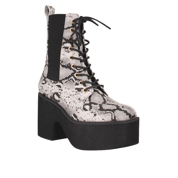Privileged By J.c. Dossier Ruben Snake Print Platform Bootie