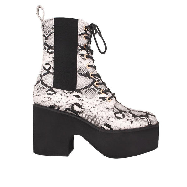 privileged by j.c. dossier Ruben Snake Print Platform Bootie