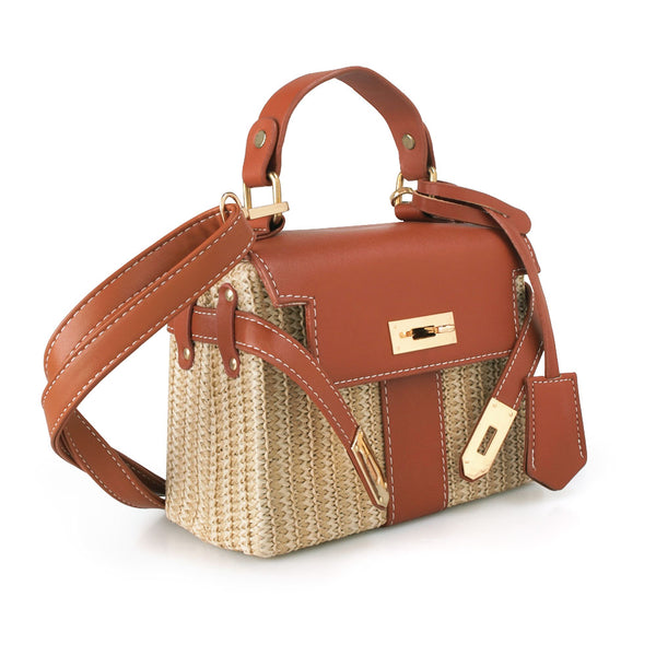 Privileged By J.c. Dossier Rupert Straw & Vegan Leather Handbag