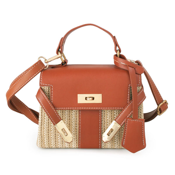 privileged by j.c. dossier Rupert Straw & Vegan Leather Handbag