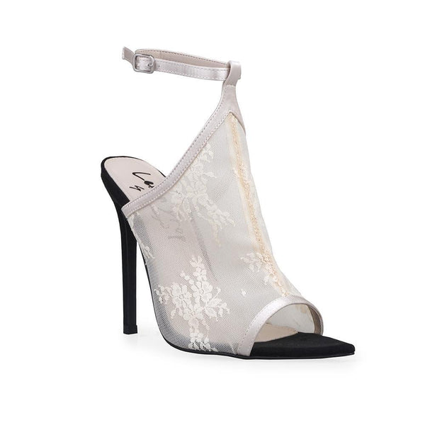 Privileged By J.c. Dossier Ryanne Black & White Peep Toe Heels