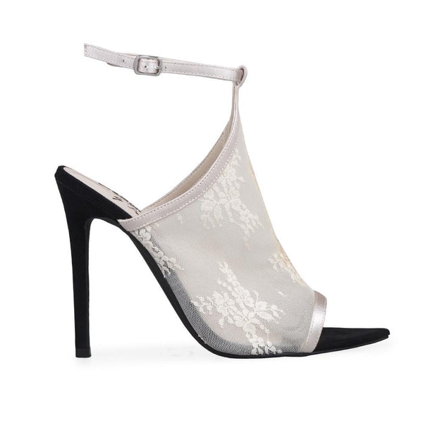 privileged by j.c. dossier Ryanne Black & White Peep Toe Heels