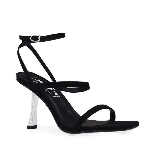 Privileged By J.c. Dossier Samirah Black Strappy Heel With Metallic Detail