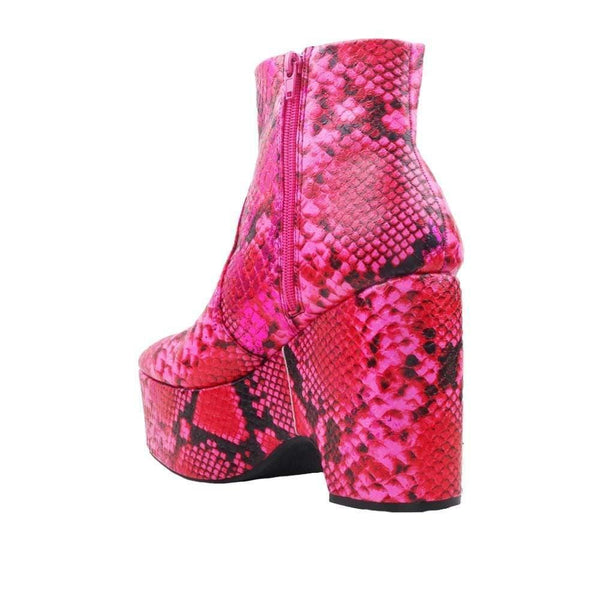 Privileged By J.c. Dossier Sapey Neon Pink Snake Bootie