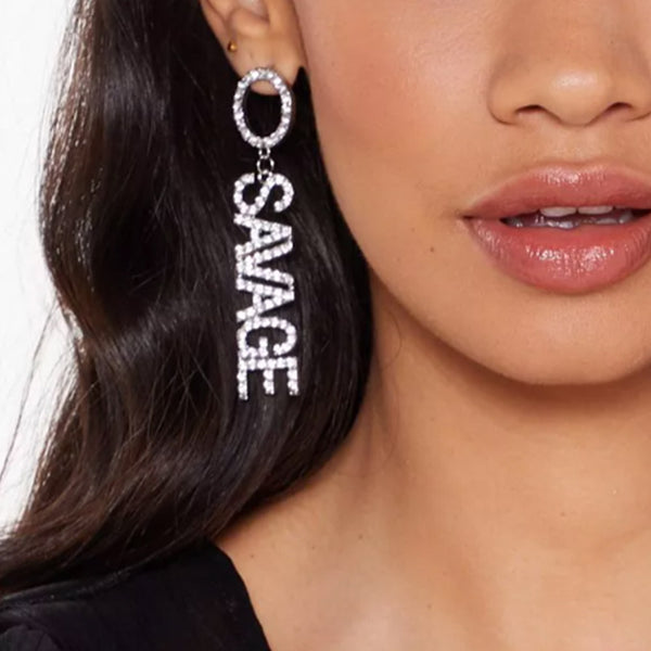 Privileged By J.c. Dossier Savage Rhinestone Earrings Silver