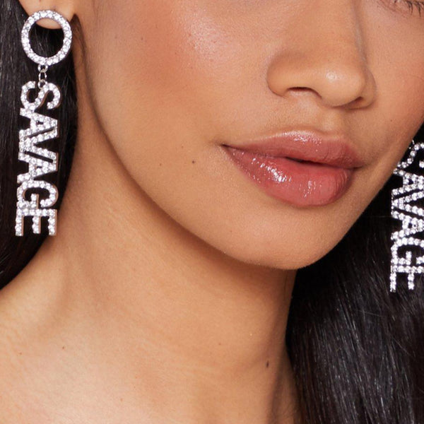 Privileged By J.c. Dossier Savage Rhinestone Earrings Silver