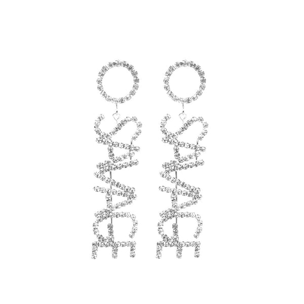 privileged by j.c. dossier Savage Rhinestone Earrings Silver