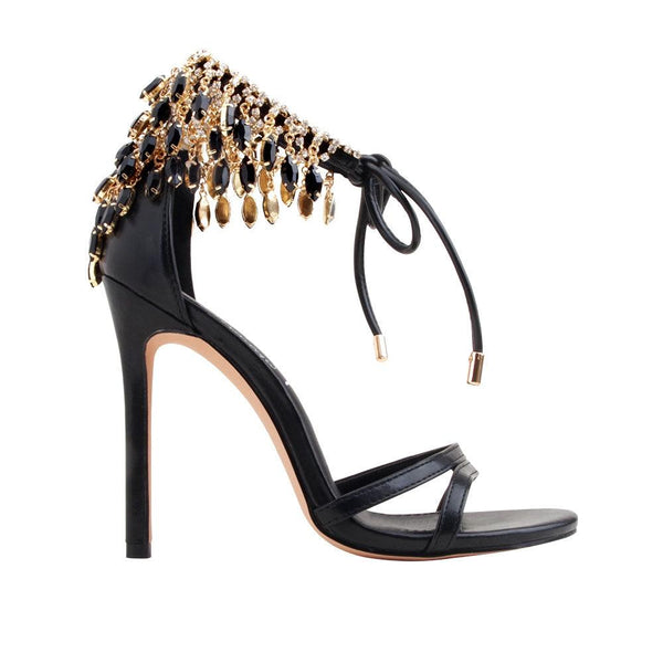 privileged by j.c. dossier Setra Black Rhinestone Stiletto Heels