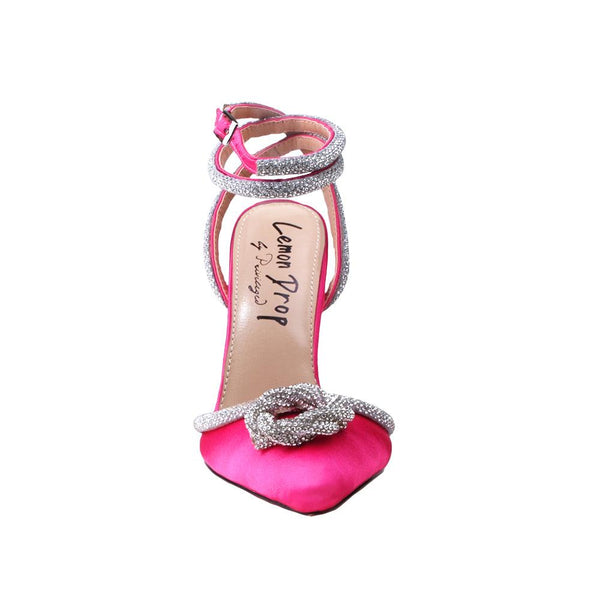 Privileged By J.c. Dossier Shayta Pink Satin Rhinestone Heel