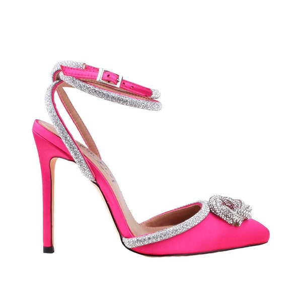 privileged by j.c. dossier Shayta Pink Satin Rhinestone Heel