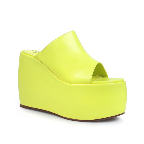 Privileged By J.c. Dossier Sholto Neon Yellow Platform Sandals