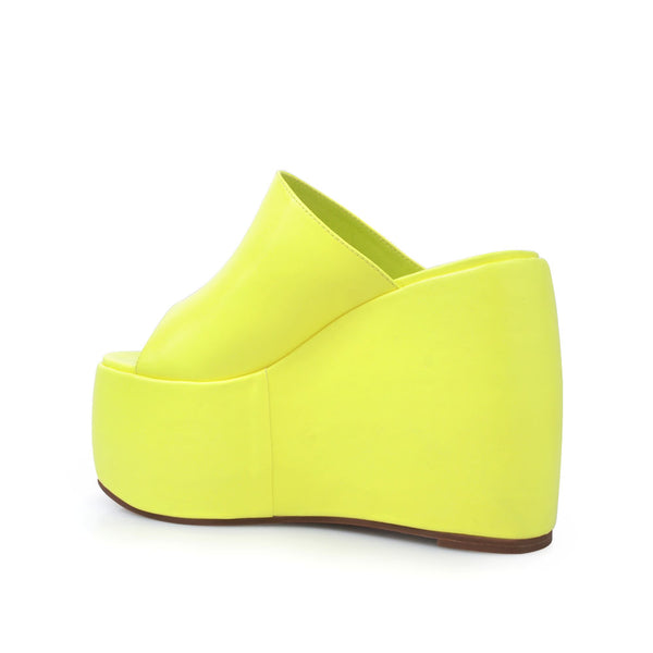 Privileged By J.c. Dossier Sholto Neon Yellow Platform Sandals