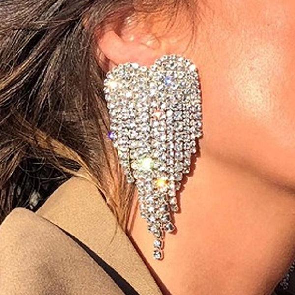 Privileged By J.c. Dossier Silver Waterfall Rhinestone Earrings