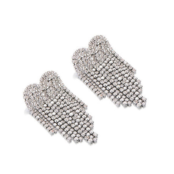 Privileged By J.c. Dossier Silver Waterfall Rhinestone Earrings