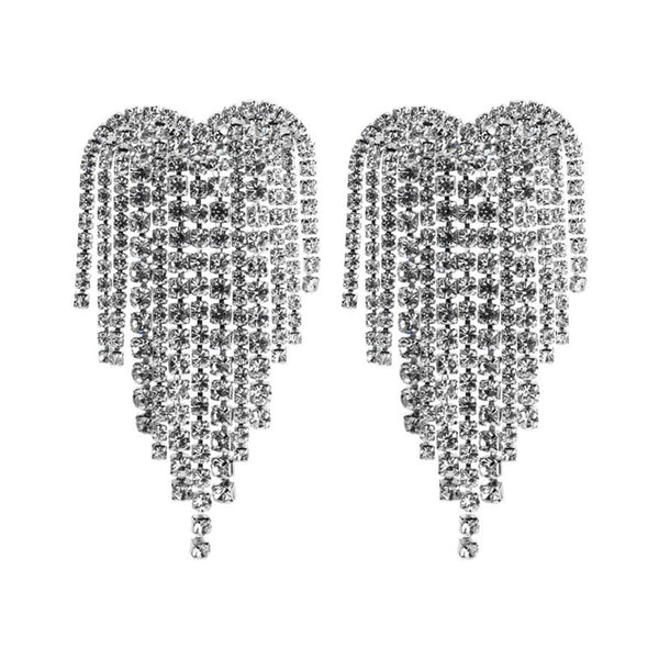 privileged by j.c. dossier Silver Waterfall Rhinestone Earrings