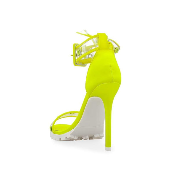 Privileged By J.c. Dossier Sioneta Neon Yellow Strappy Heels