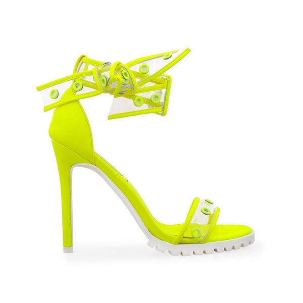 privileged by j.c. dossier Sioneta Neon Yellow Strappy Heels