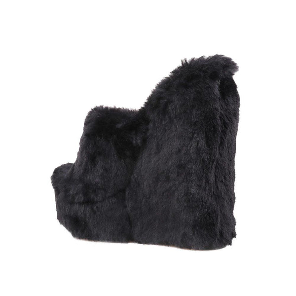 Privileged By J.c. Dossier Sloane Black Fluffy Platform Shoes