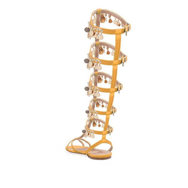 Privileged By J.c. Dossier Sophi Gold Metallic Gladiator Flat