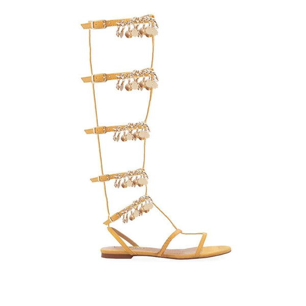 privileged by j.c. dossier Sophi Gold Metallic Gladiator Flat