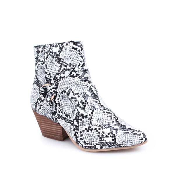 Privileged By J.c. Dossier Spirit Snake Print Bootie