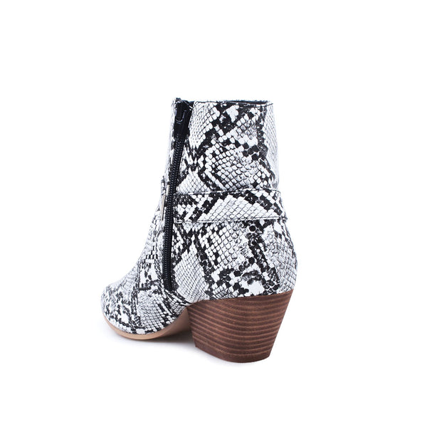 Privileged By J.c. Dossier Spirit Snake Print Bootie