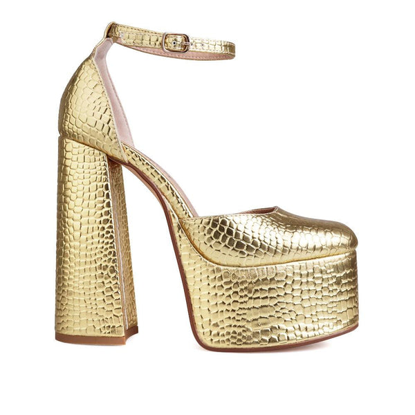 privileged by j.c. dossier Stolla Gold Platform Heels
