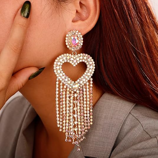 Privileged By J.c. Dossier Suki Rhinestone Heart Earrings