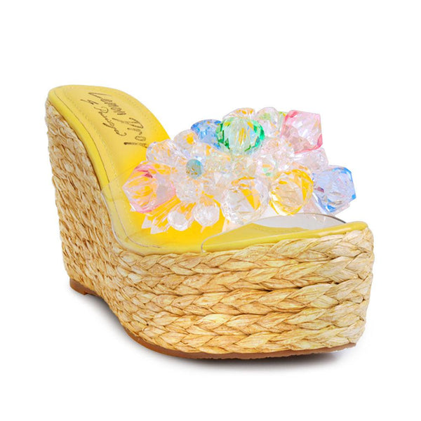 Privileged By J.c. Dossier Summer Yellow Platform Wedge
