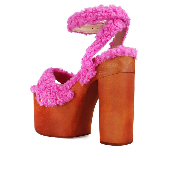 Privileged By J.c. Dossier Superior Pink Vegan Shearling Platform